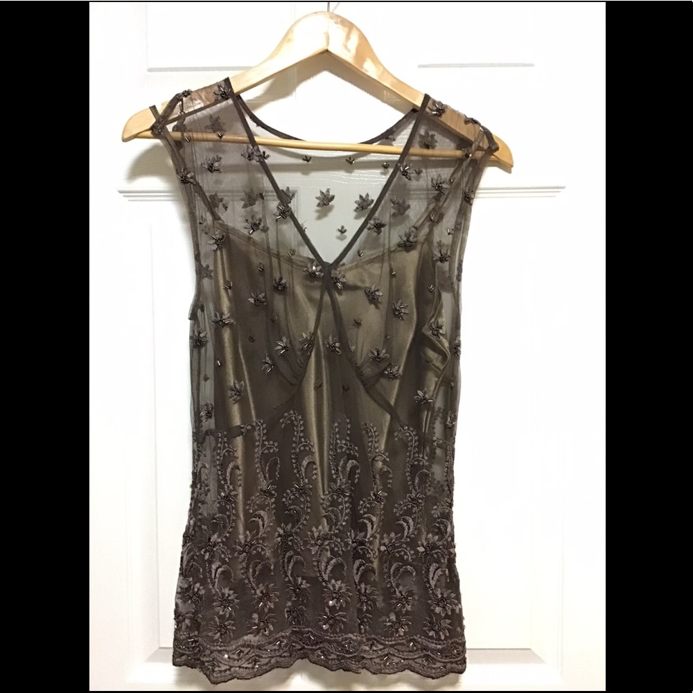 Bead sequin embroidered top